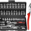 Zroof 46PCS 1/4 inch Drive Socket Set,Metric Ratchet Wrench Set Hand Tool Kit  (46 Tools)
